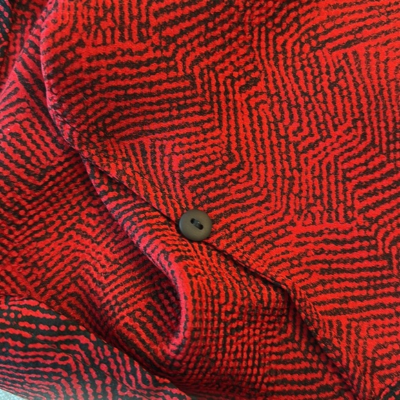 Vintage 80's 100% Silk J.L. Sanford for Narragansett Red & Black Blouse & Skirt - Picture 9 of 14